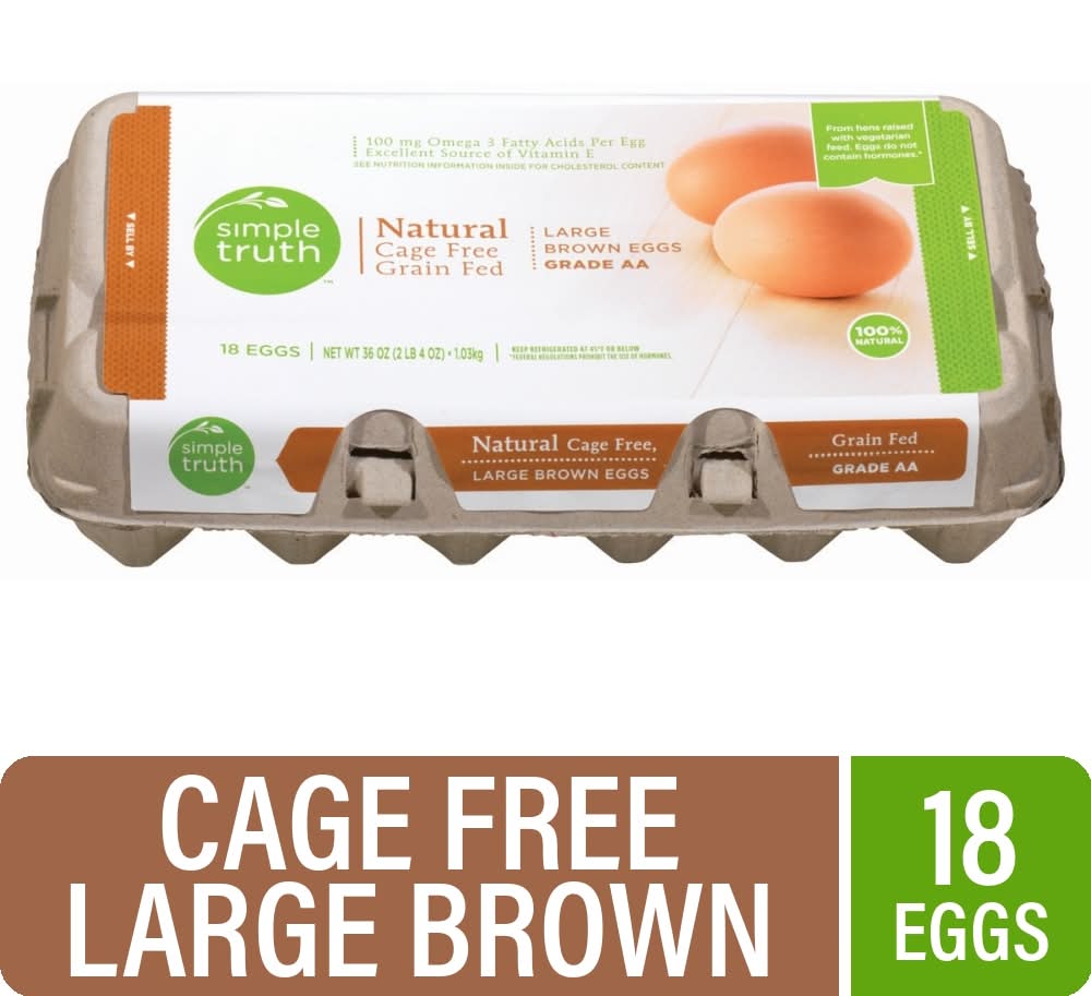 Simple Truth Natural Cage Free Grade Aa Brown Eggs, L (36 oz, 18 ct)