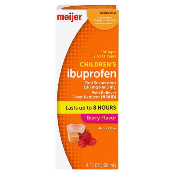 Meijer Children's Ibuprofen Oral Suspension, 100 mg Per 5 Ml, Berry Flavor (4 fl oz)