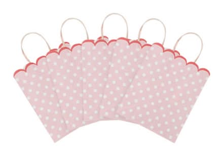 Kraft Gift Bag 5-Count Pink/Dots