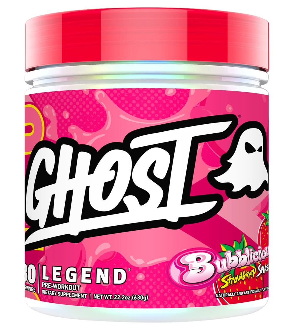 Ghost Legend Pre-Workout Powder, Bubblicious Strawberry Splash (22.2 oz)