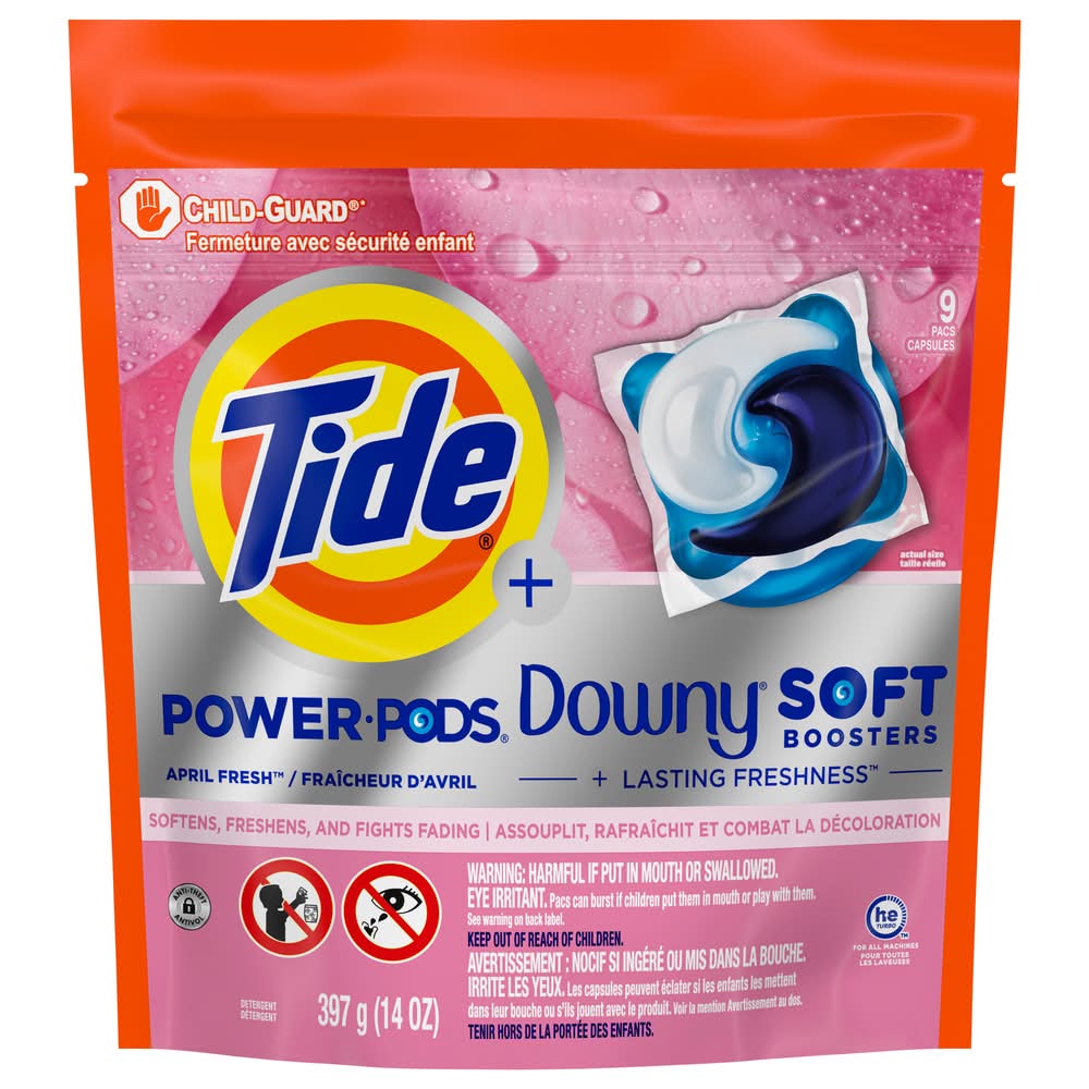 Tide Power Pods With Downy Laundry Detergent, April Fresh (14 oz, 9 ct)
