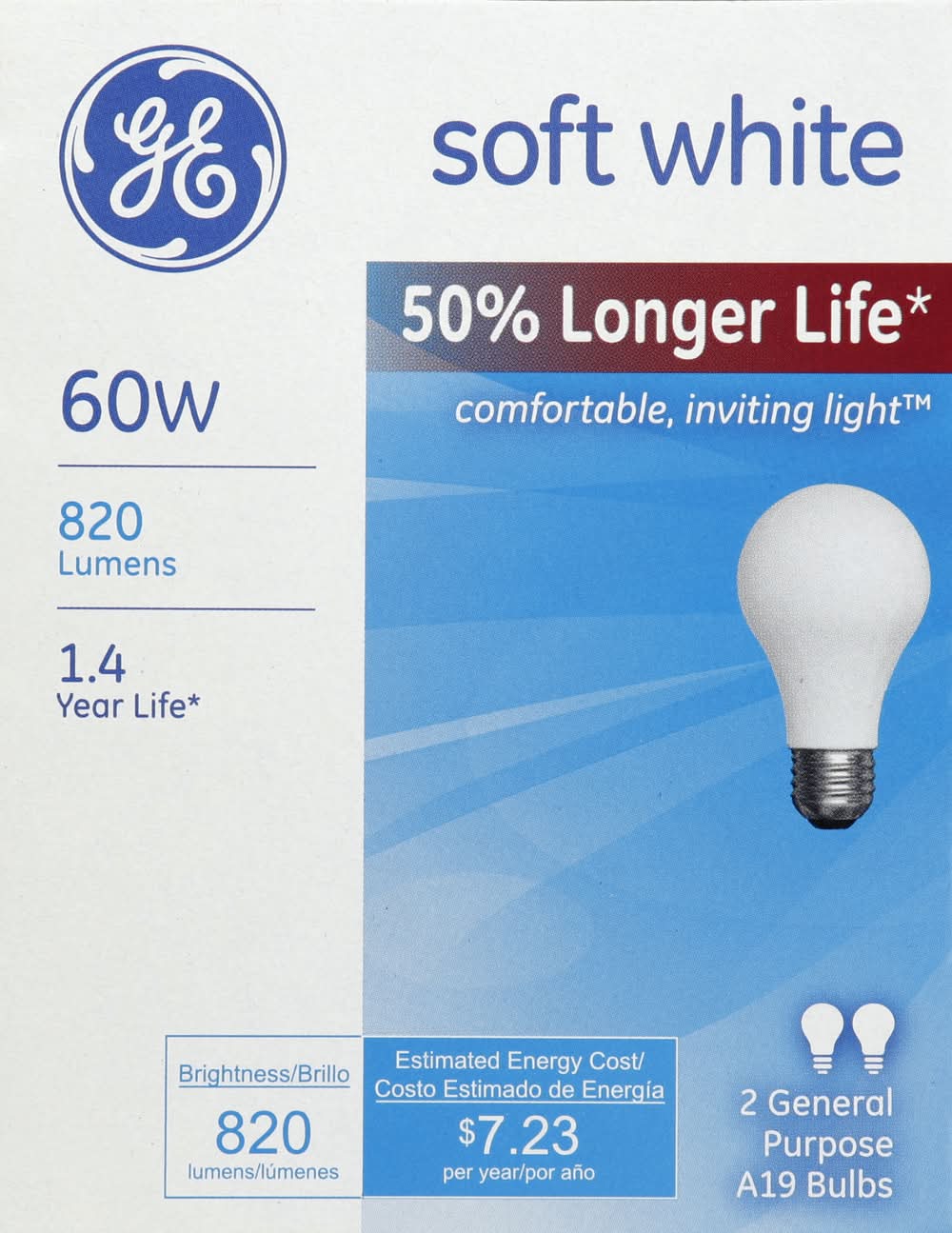 General Electric Soft White 60 Watts General Purpose A19 Bulbs (2 ct)
