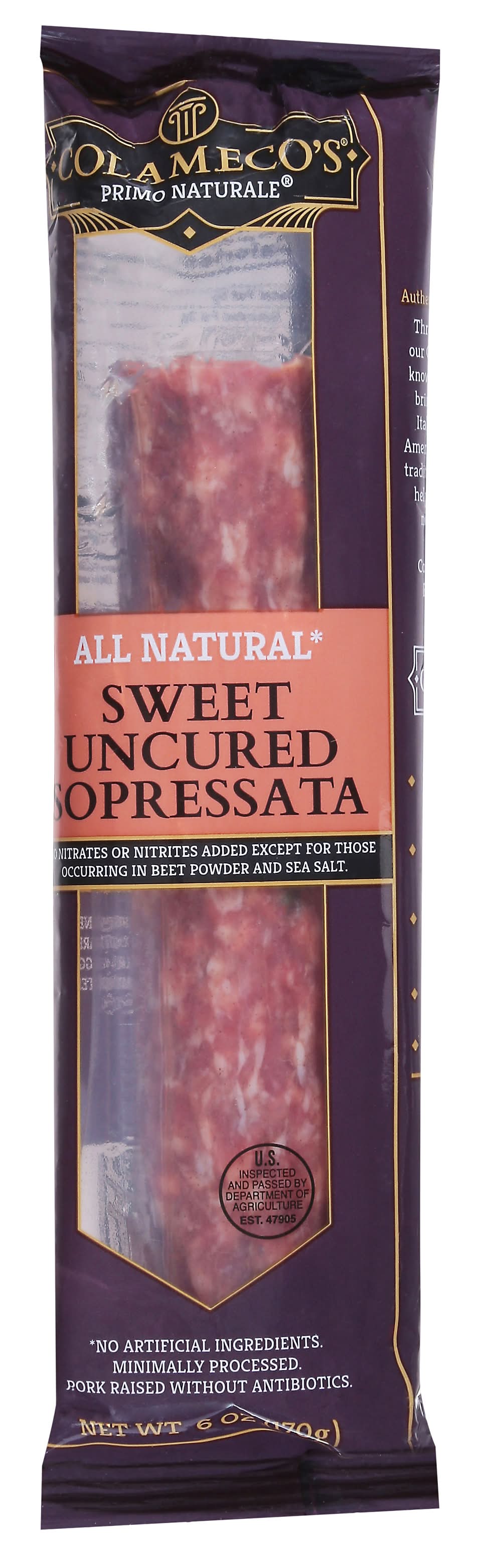 Colameco's Primo Naturale Uncured Sweet Sopressata (6 oz)