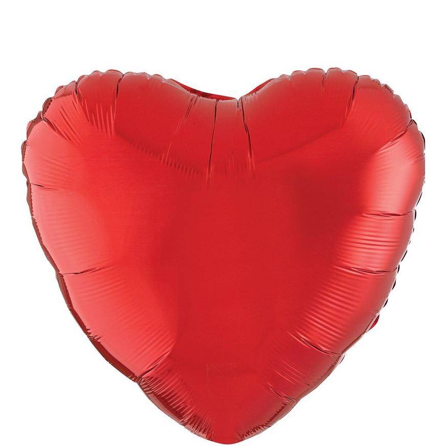Uninflated 17in Red Heart Foil Balloon