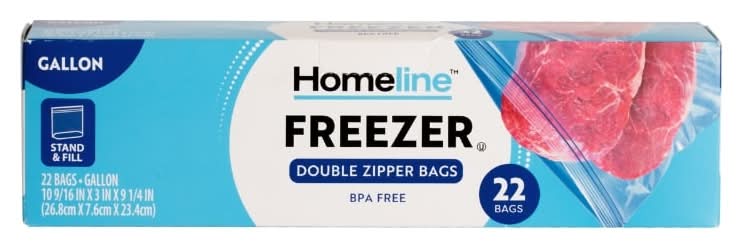 Homeline Freezer Gallon Double Zipper Bags, 26.8x27.9 cm (22 ct)