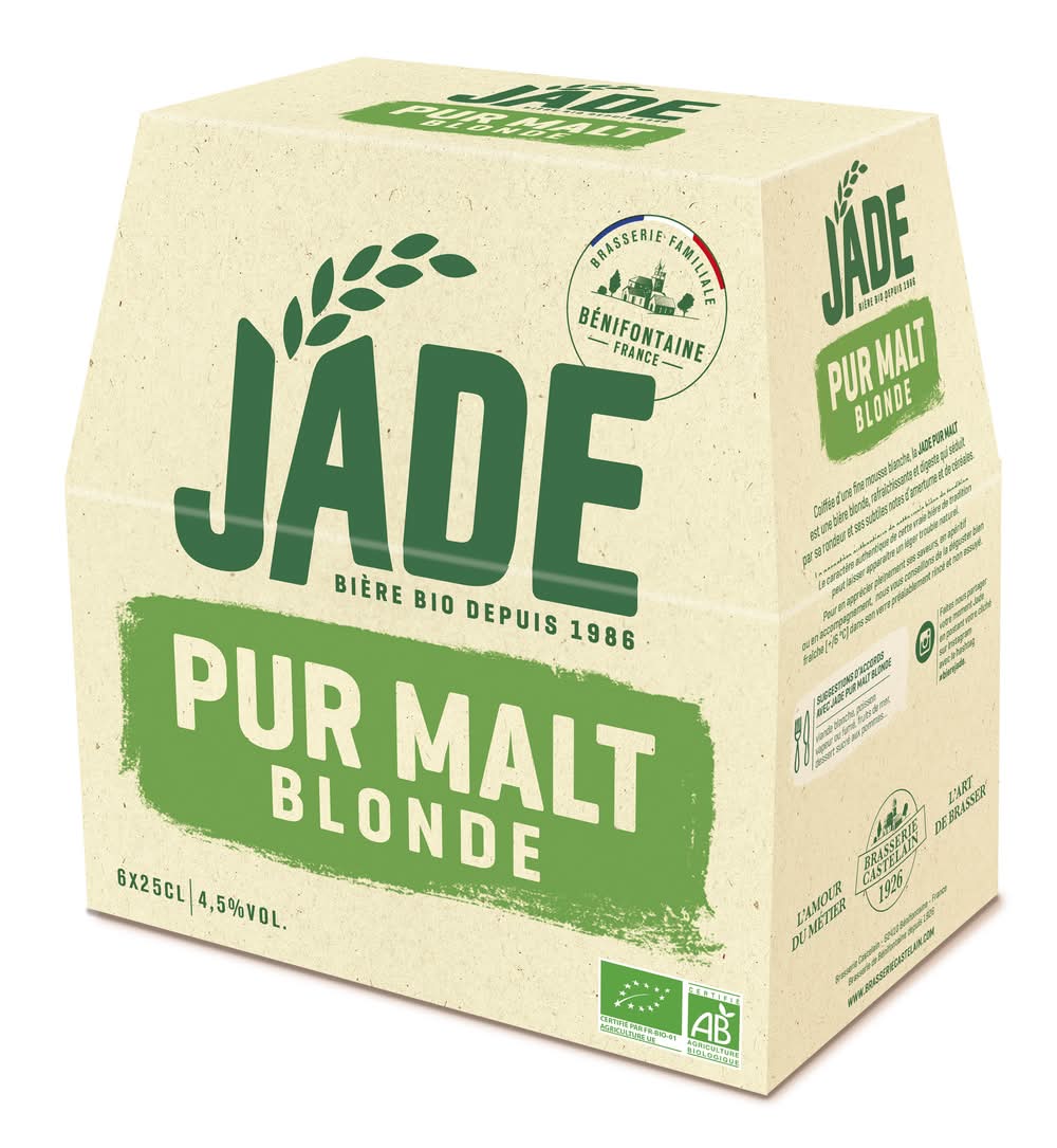 Jade - Bière blonde pur malt bio (6 x 250ml)