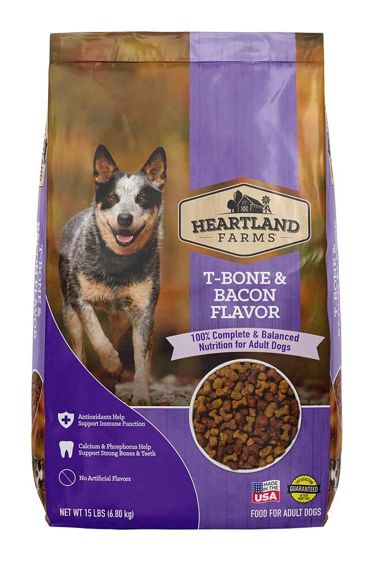 Heartland Farms Dry Dog Food, T-Bone-Bacon, Adult (15 lbs)