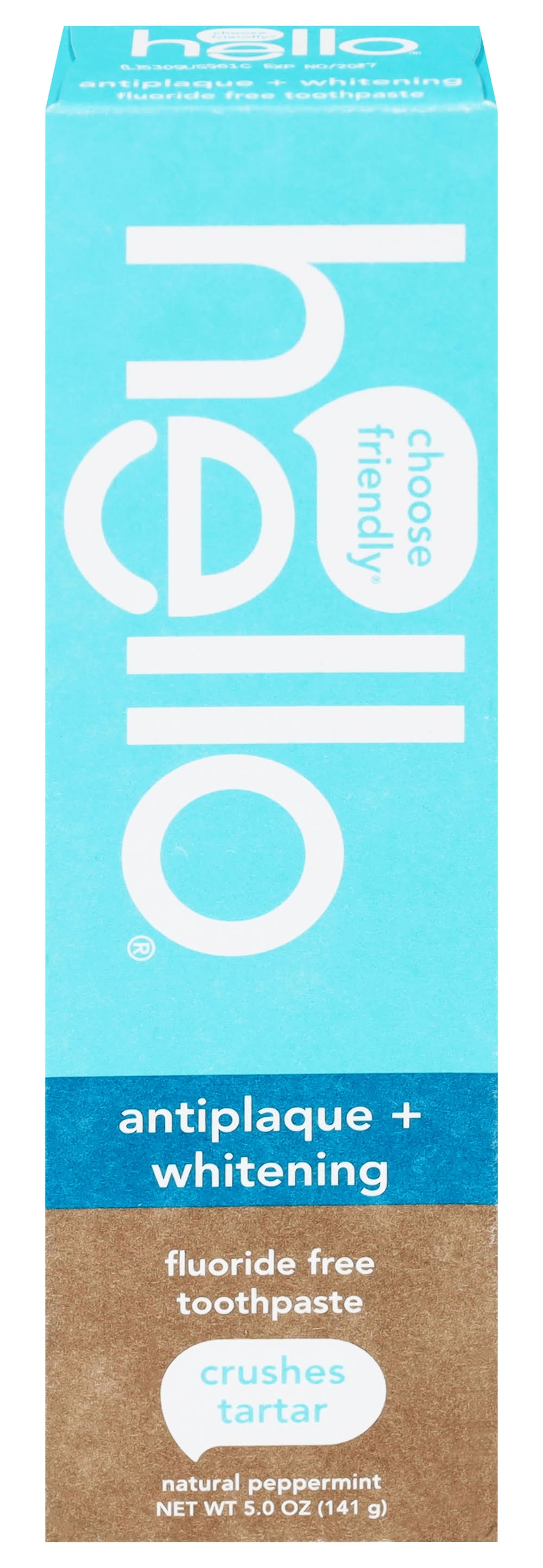 Hello Antiplaque + Whitening Fluoride Free Toothpaste (5 oz)