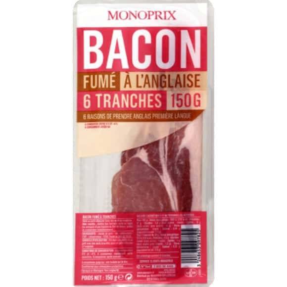 Monoprix Tranches De Bacon Les 6 Tranches De 150G