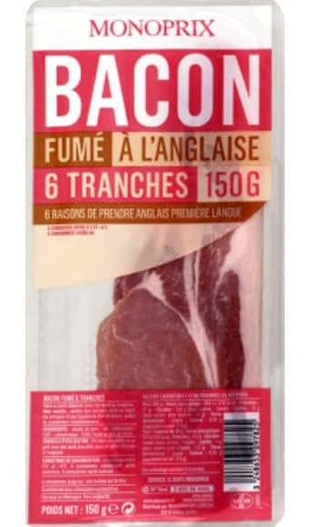 Monoprix Tranches De Bacon Les 6 Tranches De 150G