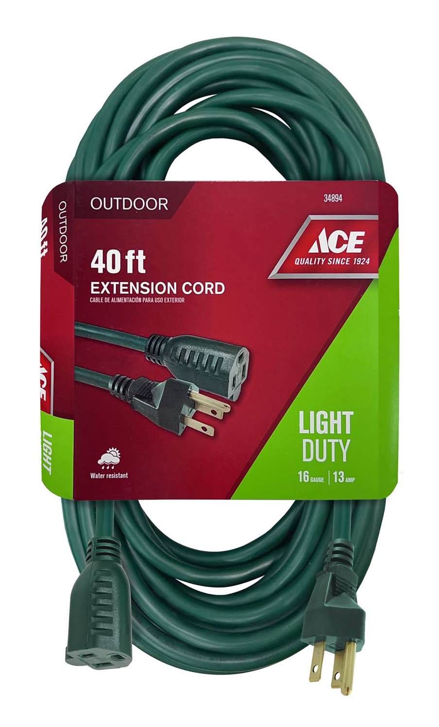 Ace Outdoor 40 Ft. L Green Extension Cord 16/3 Sjtw