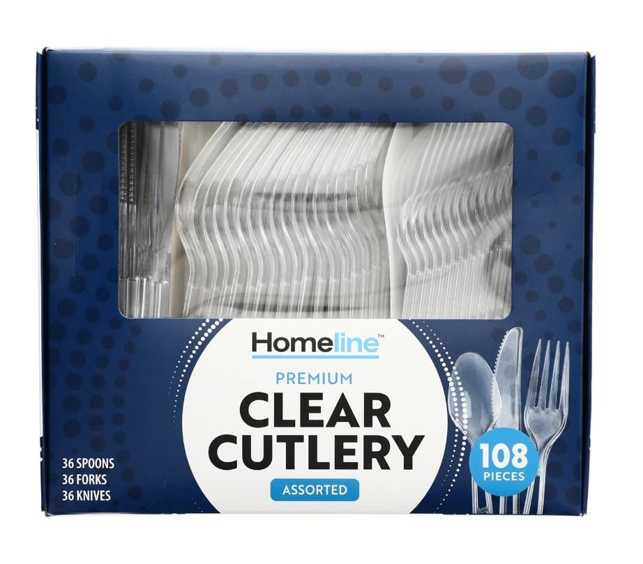 Homeline Premium Clear Plastic Cutlery, 108 ct.