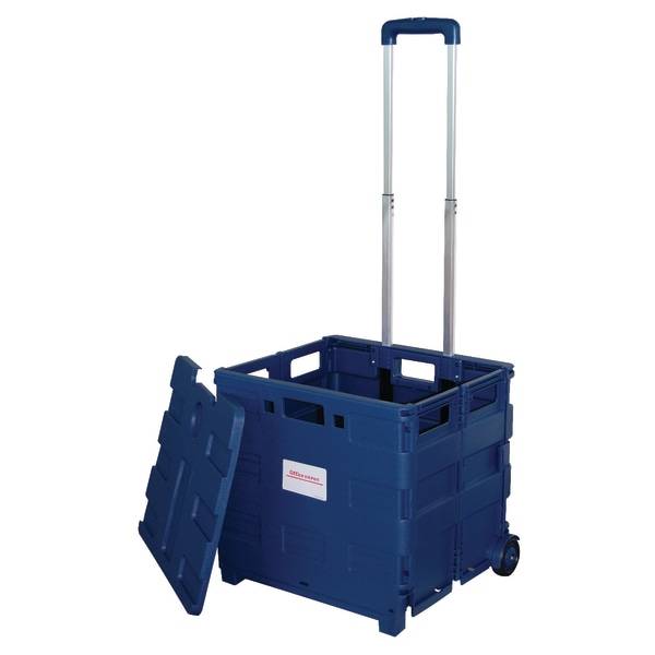 Office Depot Brand Mobile Folding Cart With Lid Blue