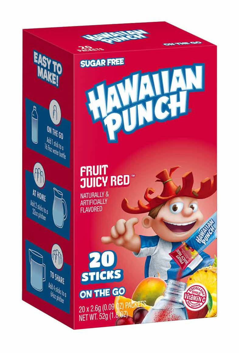Hawaiian Punch Drink Mix Sticks, Fruit Juicy Red (20 x 0.09 oz)
