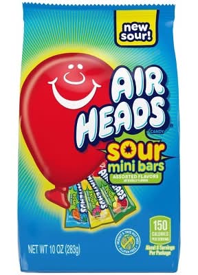 Airheads Mini Bars Gusset Candy Bag, Sour Blue Blast-Sour Lemon Berry Squeeze-Sour Watermelon Punch (10 oz)