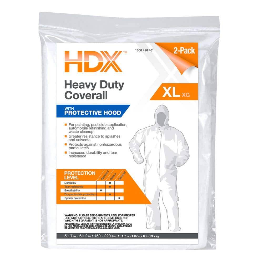 Hdx Heavy-Duty Coverall With Hood Xl (2-Pack)