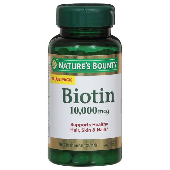 Nature's Bounty Biotin 10,000 Mcg Rapid Release Softgels (180 ct)