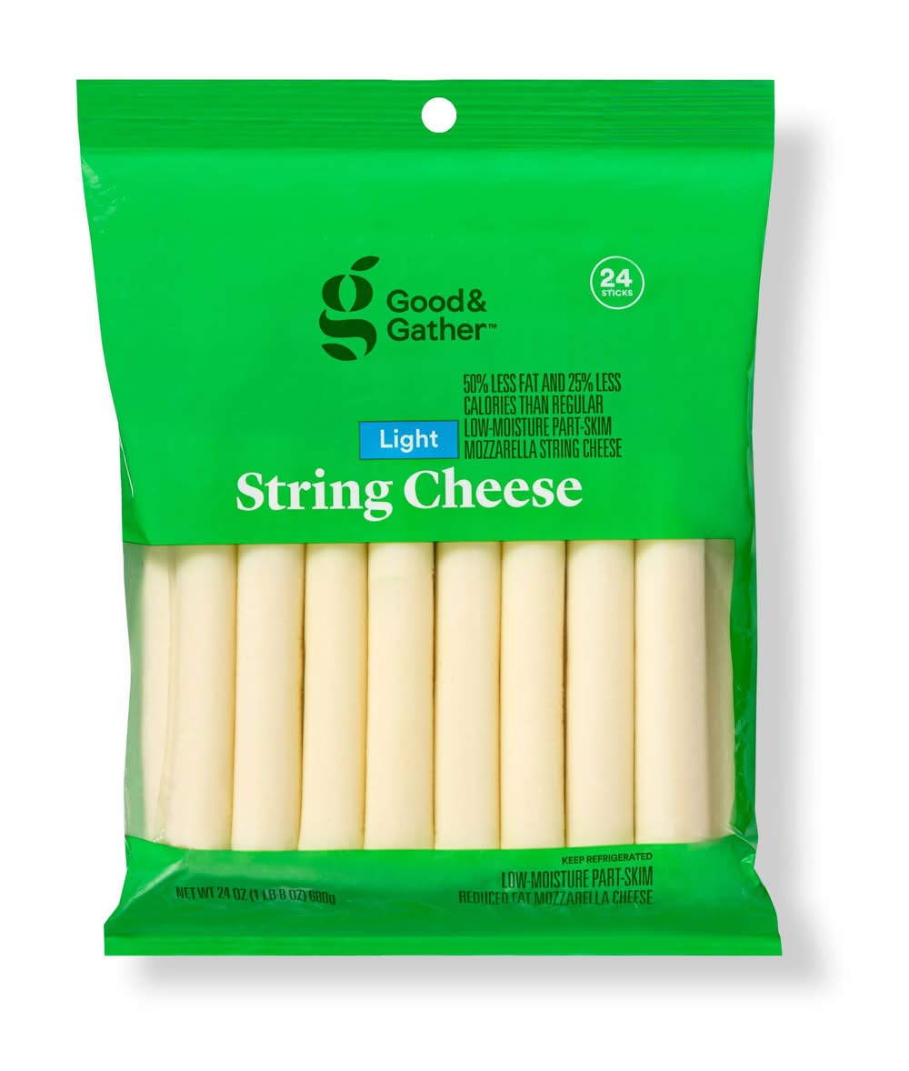 Good & Gather Light Low-Moisture Part-Skim Mozzarella String Cheese Sticks (24 oz, 24 ct)