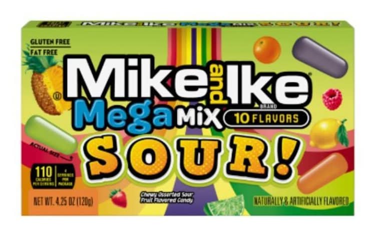 MIKE AND IKE Mega Sour Mix, Sour Fruit (120g)