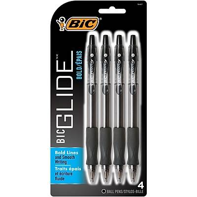 Bic Glide Bold Retractable Ballpoint Pen Bold Point Black Ink (4 ct)