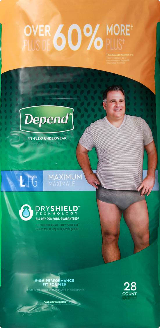 Depend L Maximum Fit-Flex Dry Shield Underwear (28 ct)