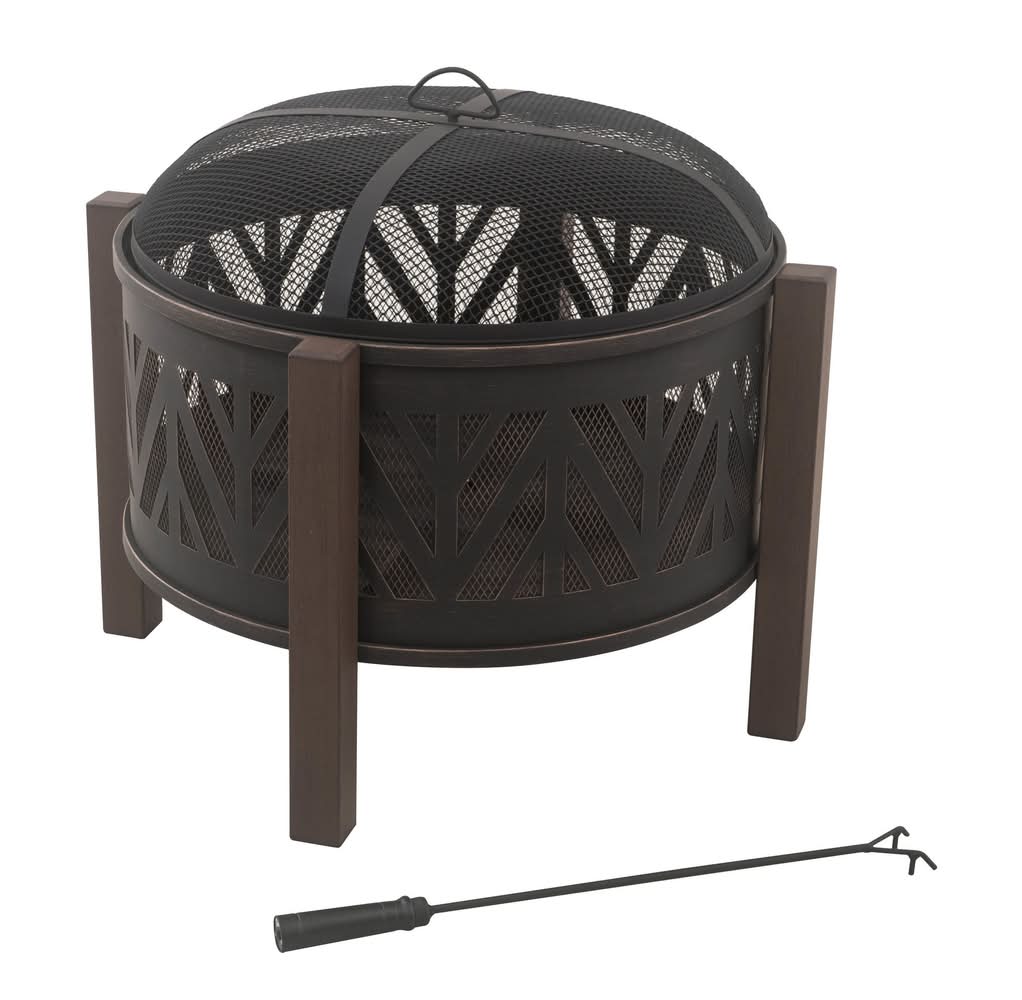 Style Selections 31-in W Steel Round Portable Wood-Burning Fire Pit