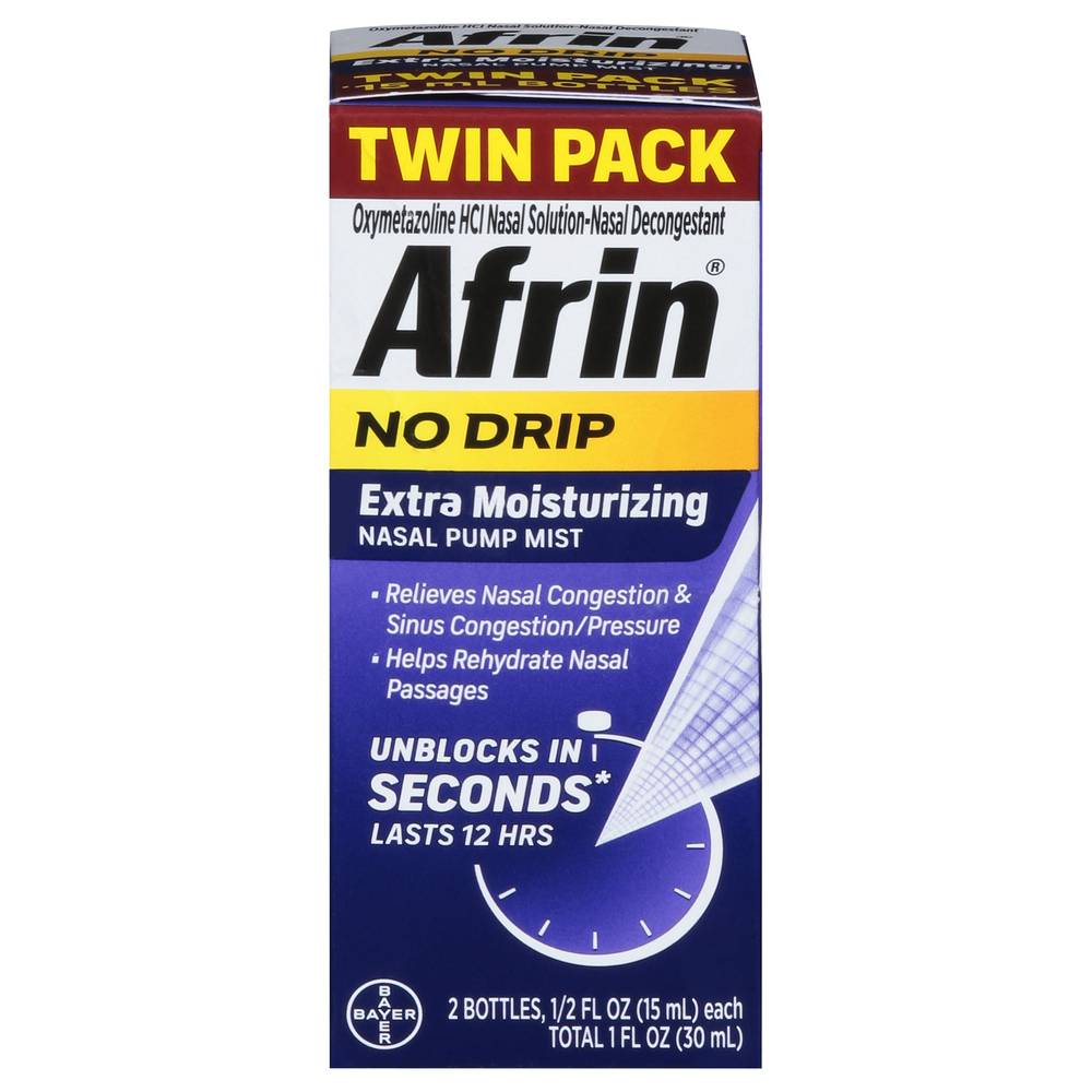 Afrin Extra Moisturizing Nasal Pump Mist Twin pack Bottles (1 fl oz, 2 ct)