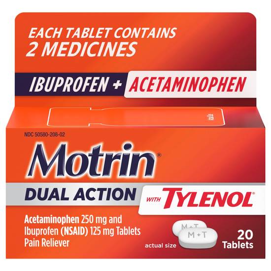 Motrin Dual Action With Tylenol, Ibuprofen and Acetaminophen (20 ct)