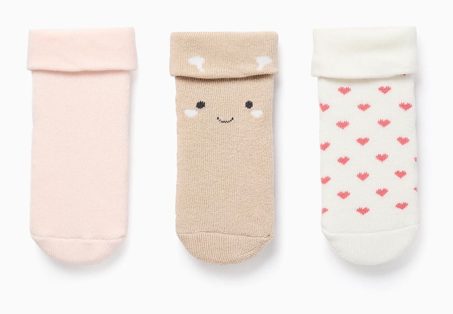Pack 3 Pares De Meias Grossas Para Bebé Menina 'Corações', Multicolor  (Multicolor - 11/14)