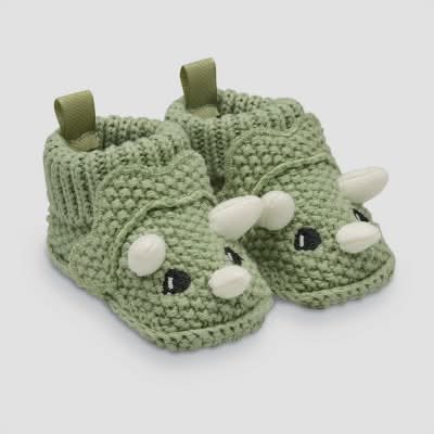 Carter's Just One You Baby Boys' Knitted Dino Slippers, Green