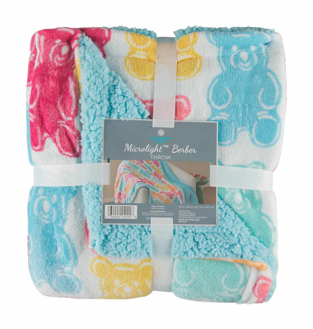 Comfort Bay Microlight Berber Throw 50 In X 60 In Assorted