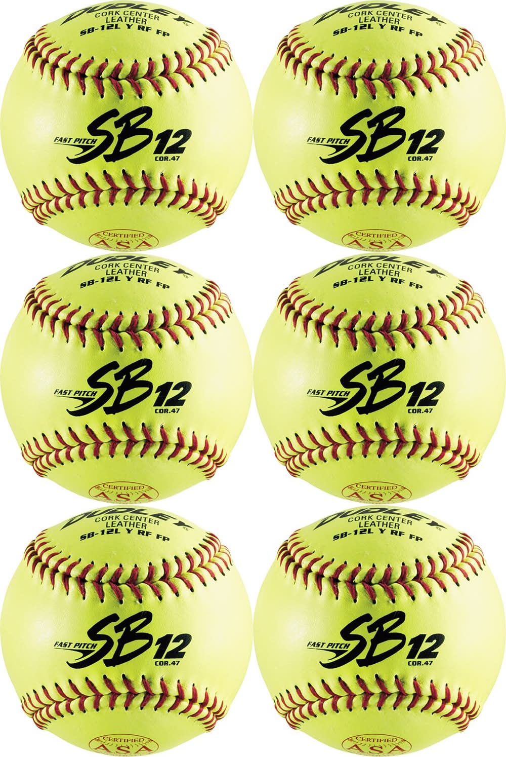 Dudley 12” USA/NFHS SB12 Fastpitch Softballs - 6 Pack