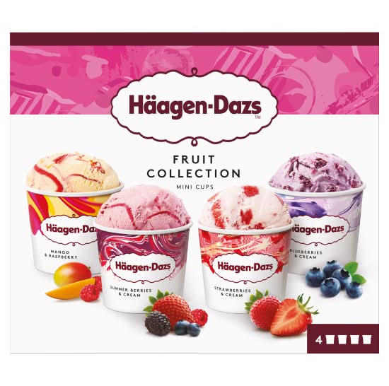Häagen-Dazs Assorted, Mini Cups Fruit Collection Ice Cream (4 pack)