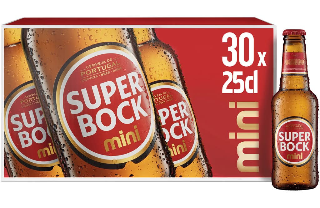 Super Bock - Cerveja com álcool, pack 30 x 0.25 l