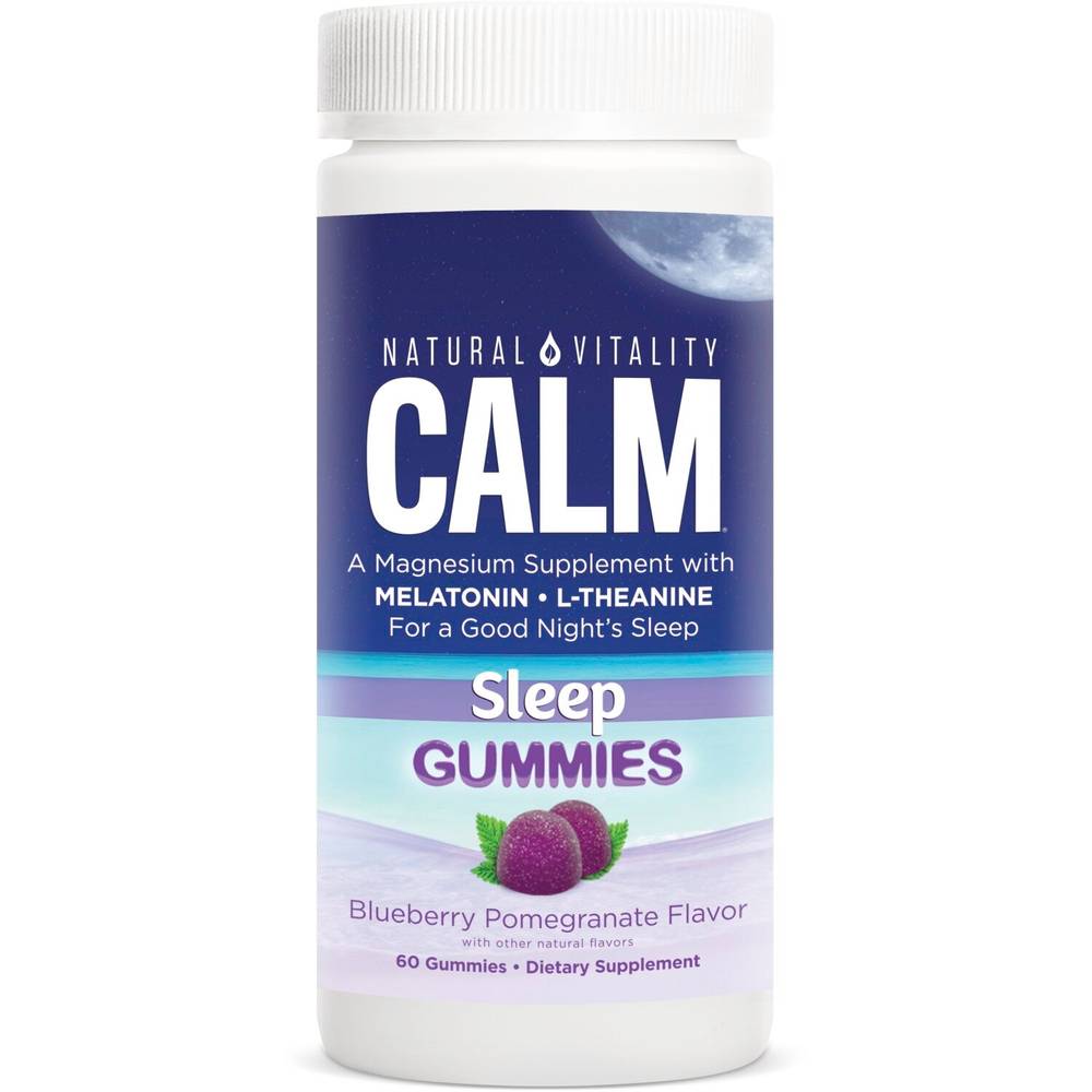 Natural Vitality SLEEP Blueberry Pomegranate Magnesium Supplement Gummies – 60 Count, 1 Bottle