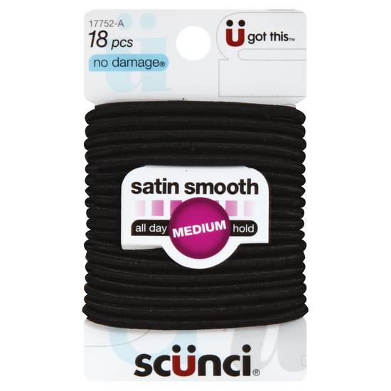 Scunci Satin Smooth Medium Elastics (18 ct)
