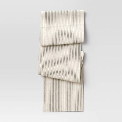 108" x 14" Cotton Striped Table Runner Natural - Threshold™