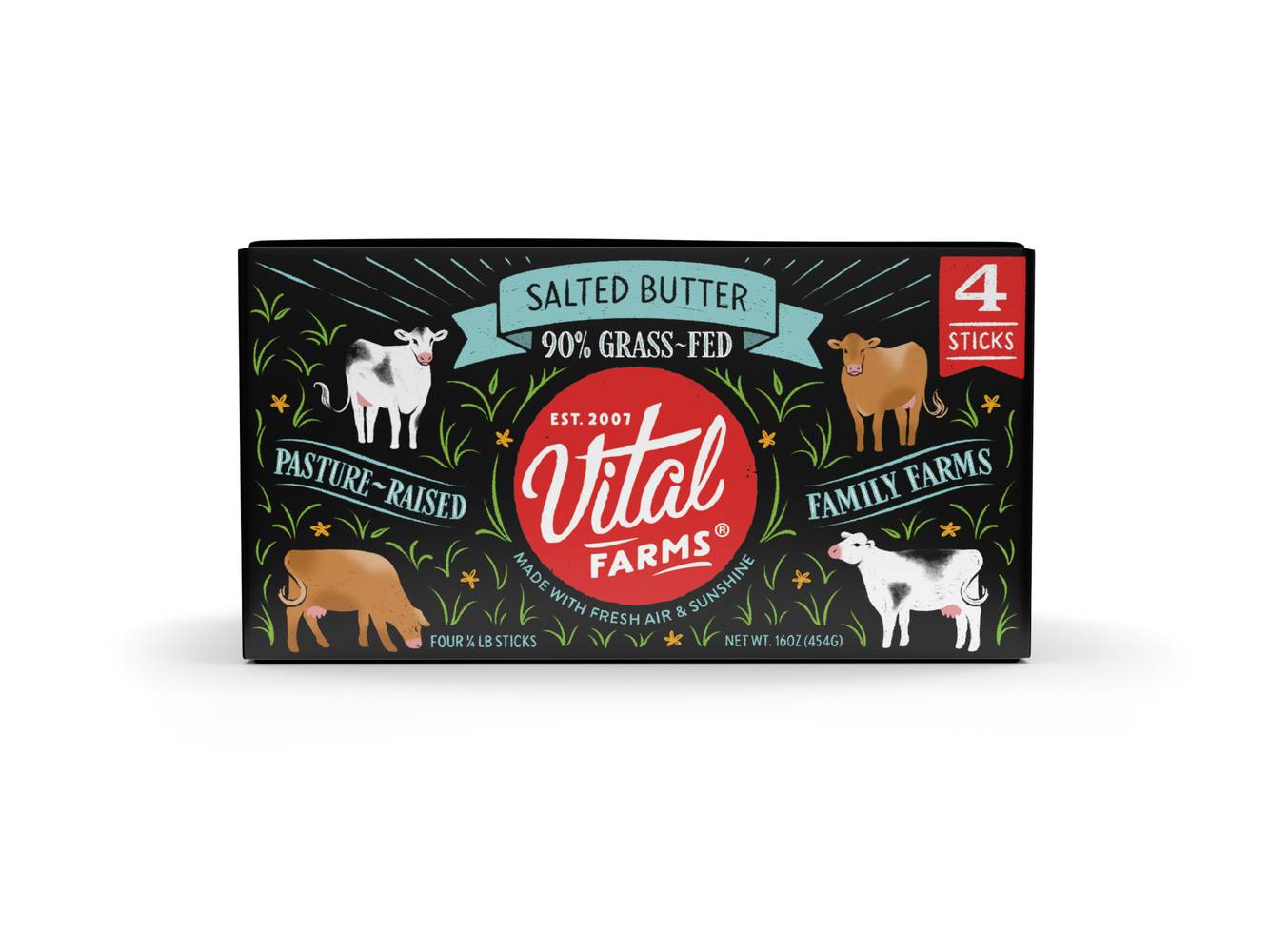 Vital Farms 90% Grass-Fed Salted Butter (16 oz, 4 ct)