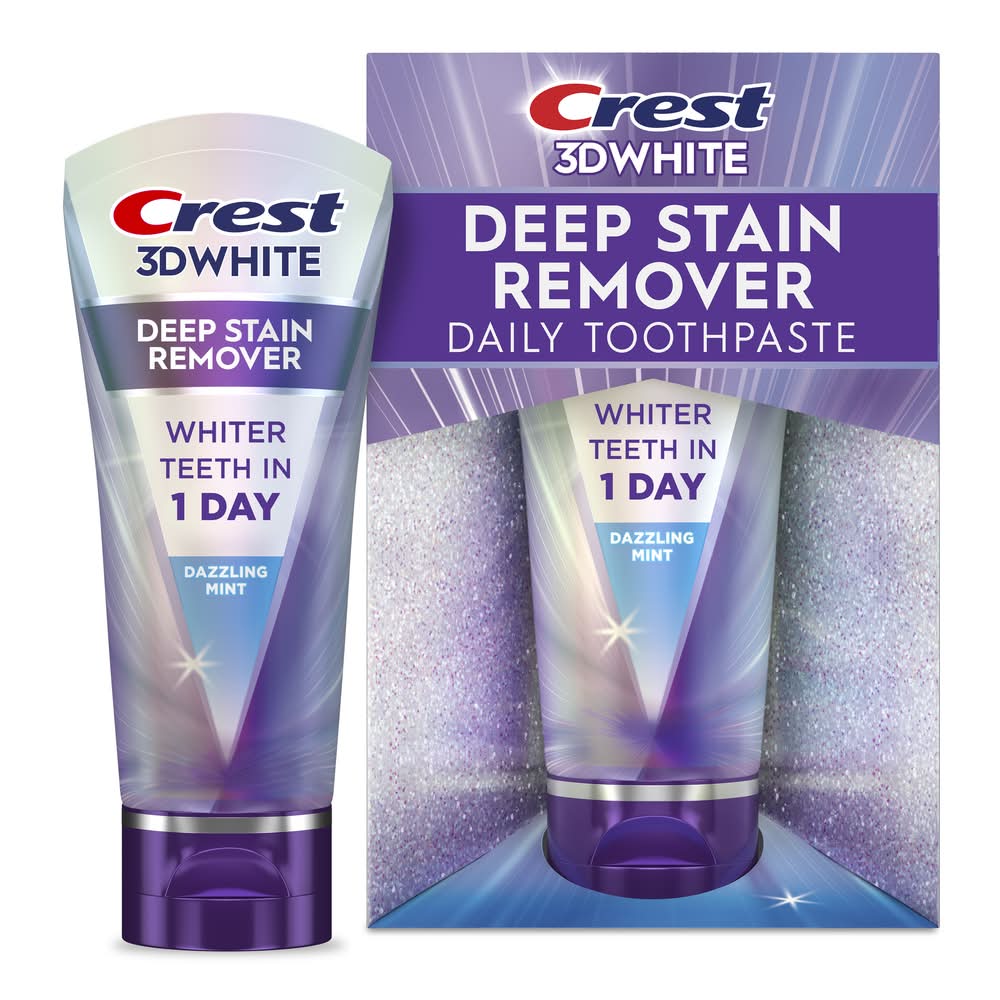 Crest 3Dwhite Deep Stain Remover Daily Toothpaste, Dazzling Mint (2.1 oz)