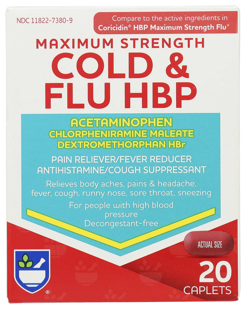 Rite Aid Maximum Strength Cold and Flu HBP Caplets - 20 ct