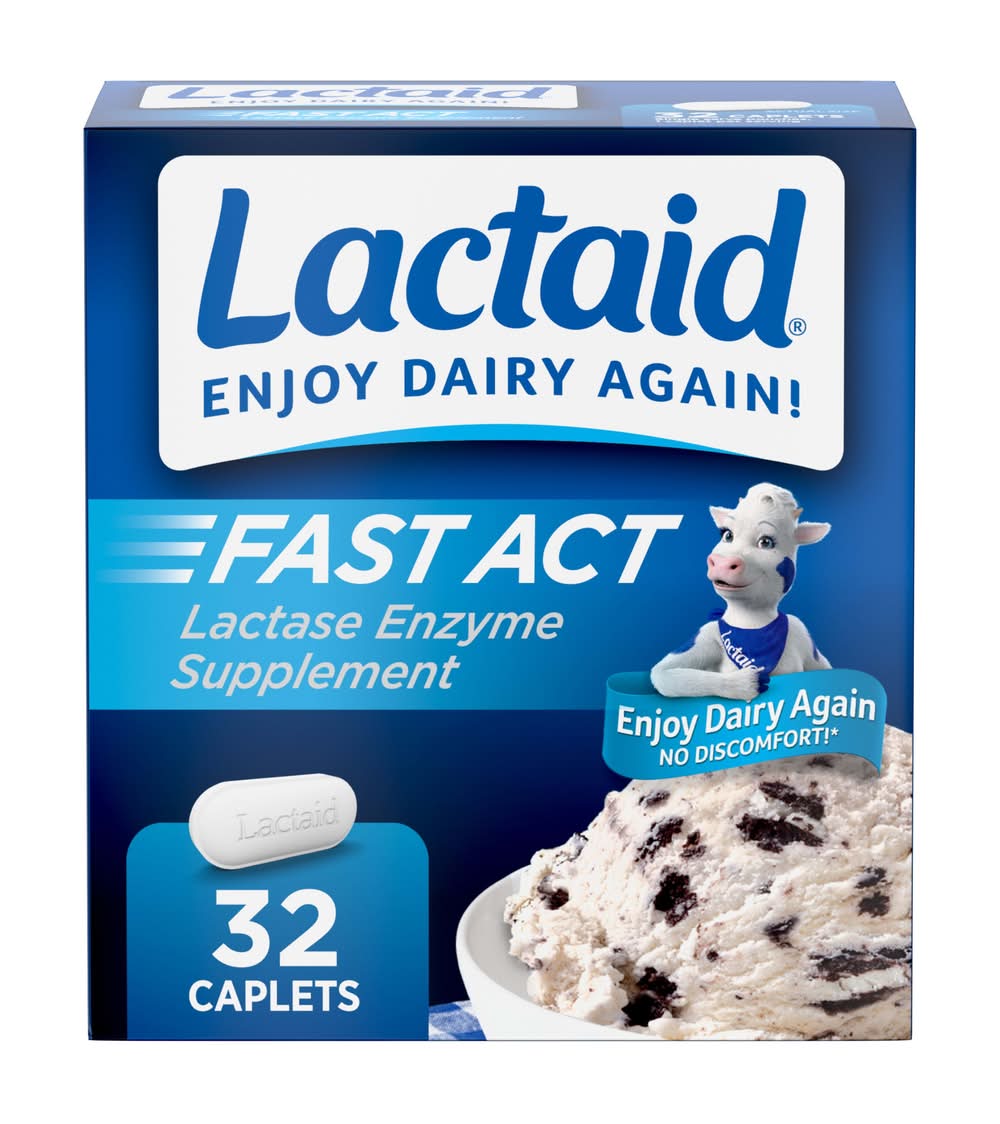 Lactaid Fast Act Lactase Enzyme Supplement Caplets (32 ct)