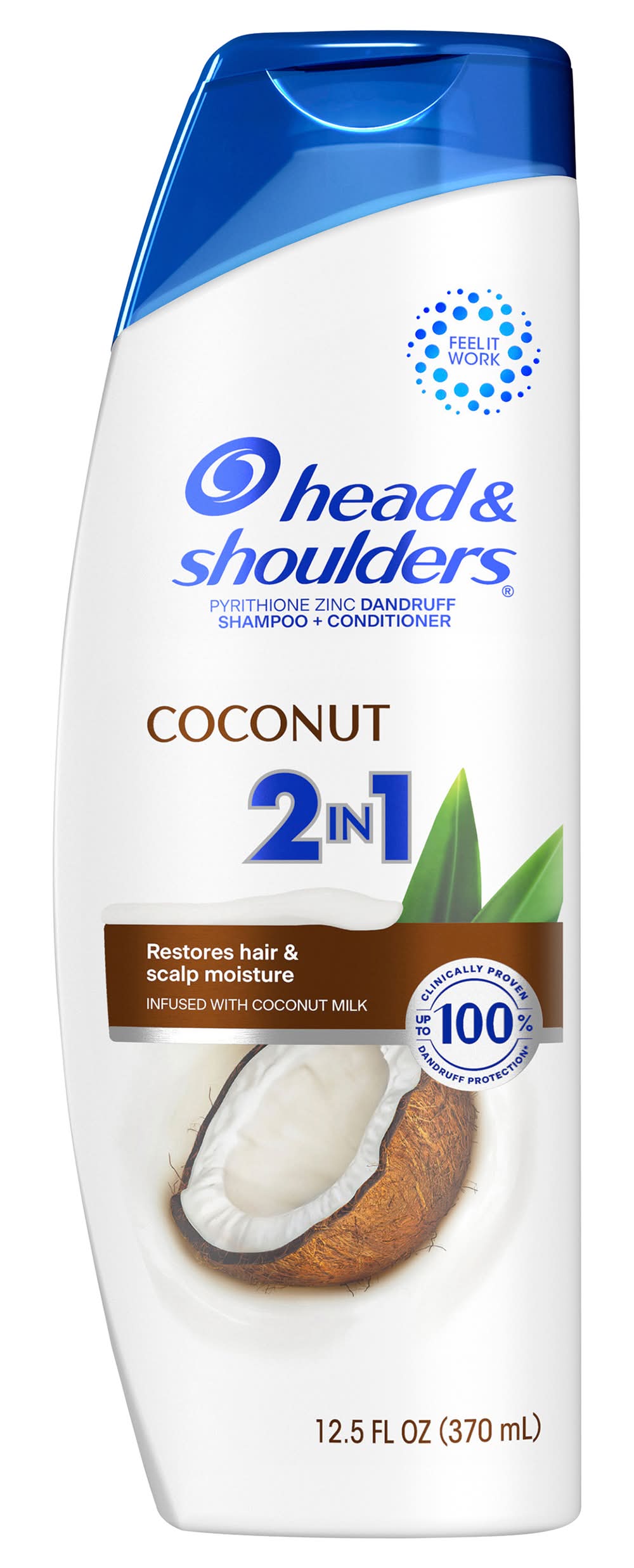 Head & Shoulders 2 In 1 Dandruff Shampoo and Conditioner, Anti-Dandruff Treatment, Coconut For Daily Use, Paraben Free (12.5 fl oz)