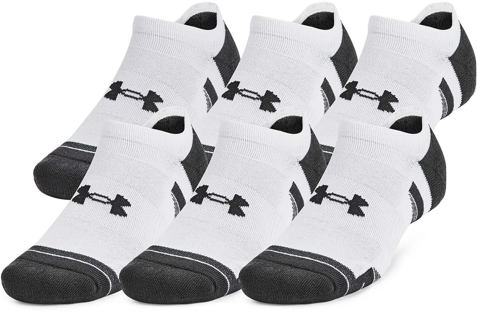 Under Armour Unisex UA Performance Tech Crew Socks - 6-Pack (White/Jet Gray, L)