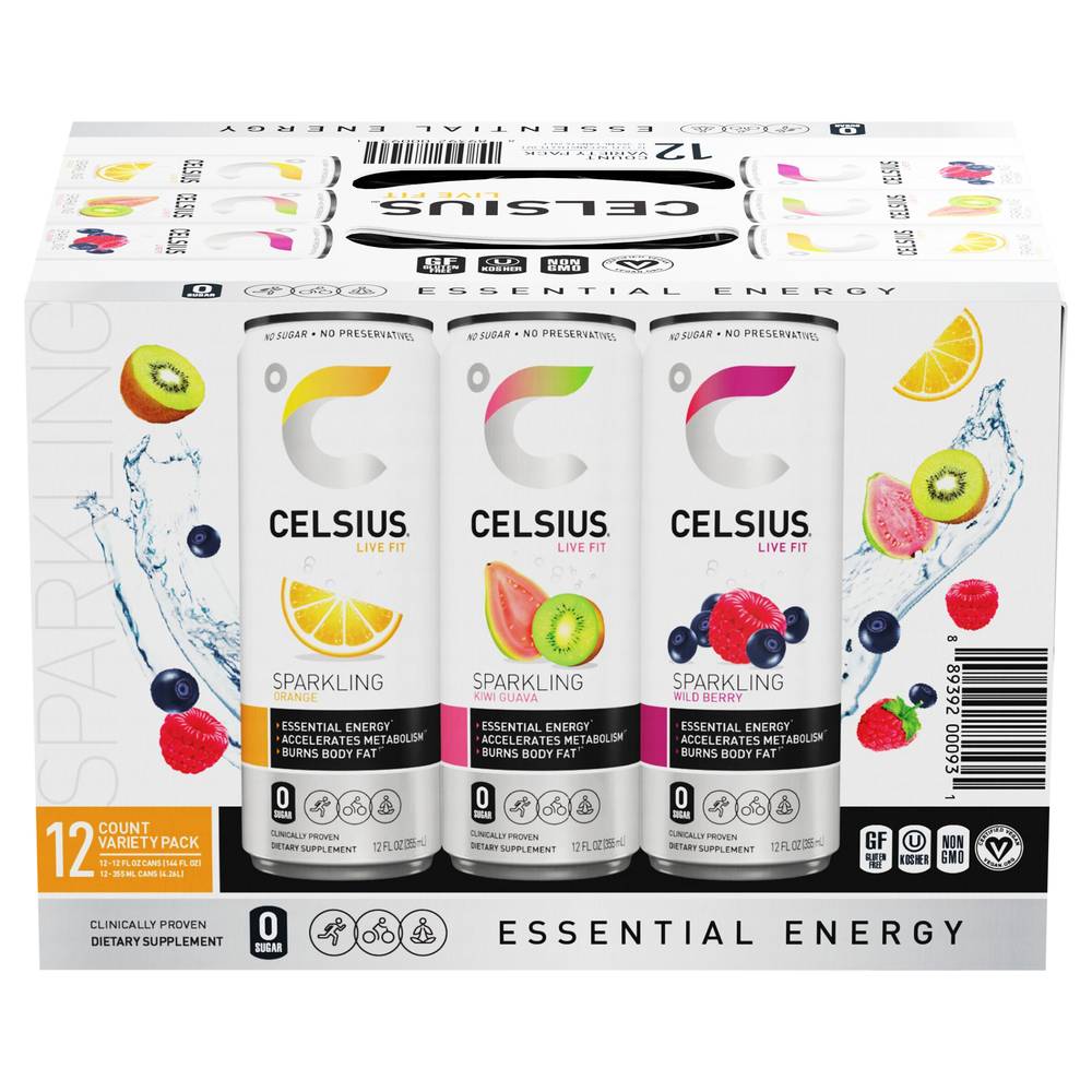 Celsius Sparkling Energy Drink Variety pack (12 pack, 12 fl oz)