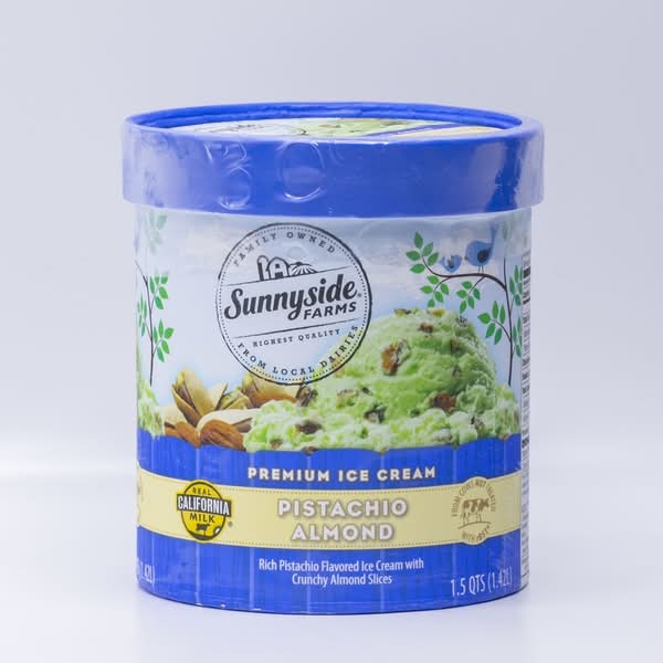 Sunnyside Farms Premium Ice Cream, Pistachio Almond (1.5 qt)