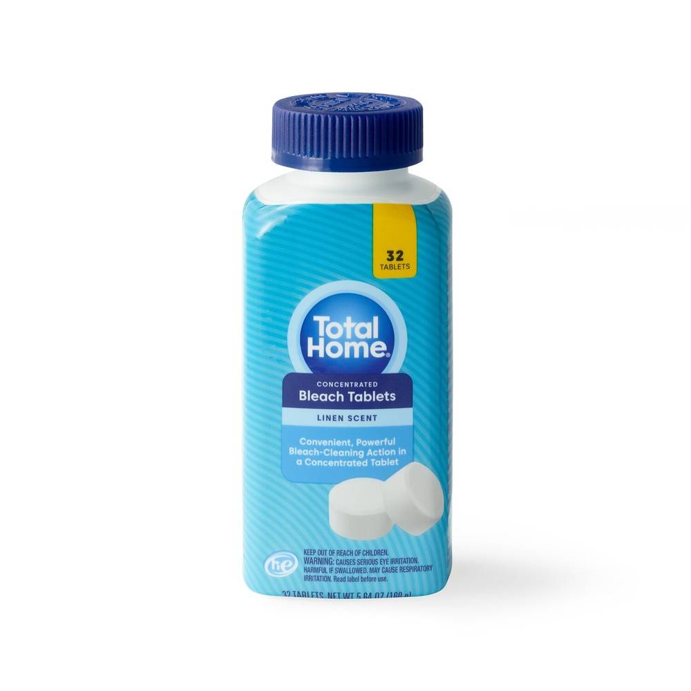 Total Home Bleach Tablets, Linen Scent, 32 Ct