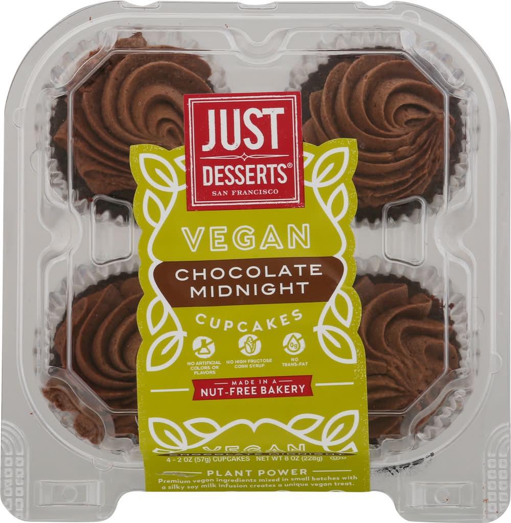 Just Desserts Vegan Midnight Chocolate Cupcakes (8 oz)