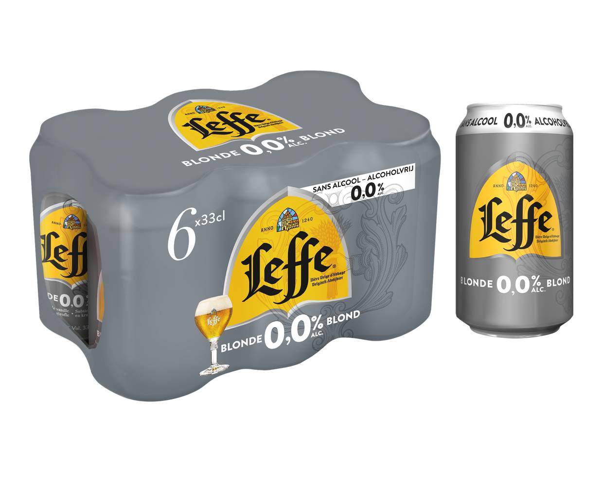 Leffe - Bière d'abbaye sans alcool blonde (6 x 330ml)