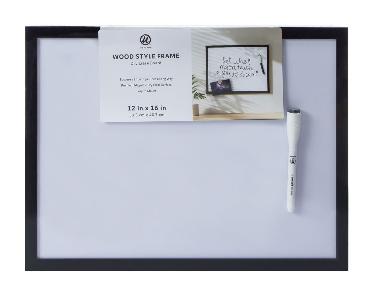 Wood Style Frame Dry Erase Calendar Black