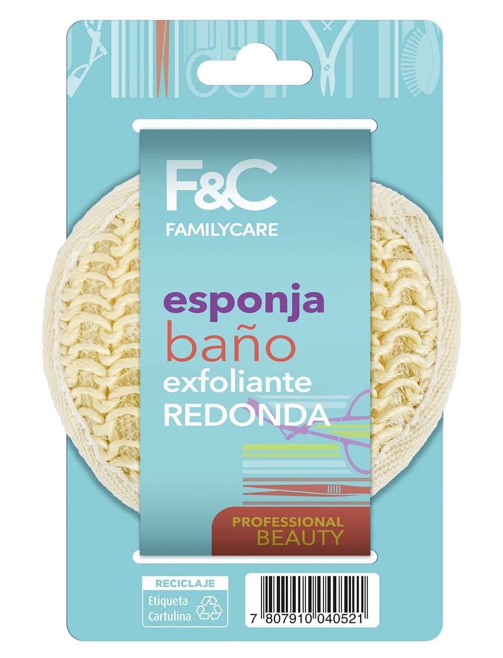 Family Care · Esponja baño exfoliante redonda (50 g)